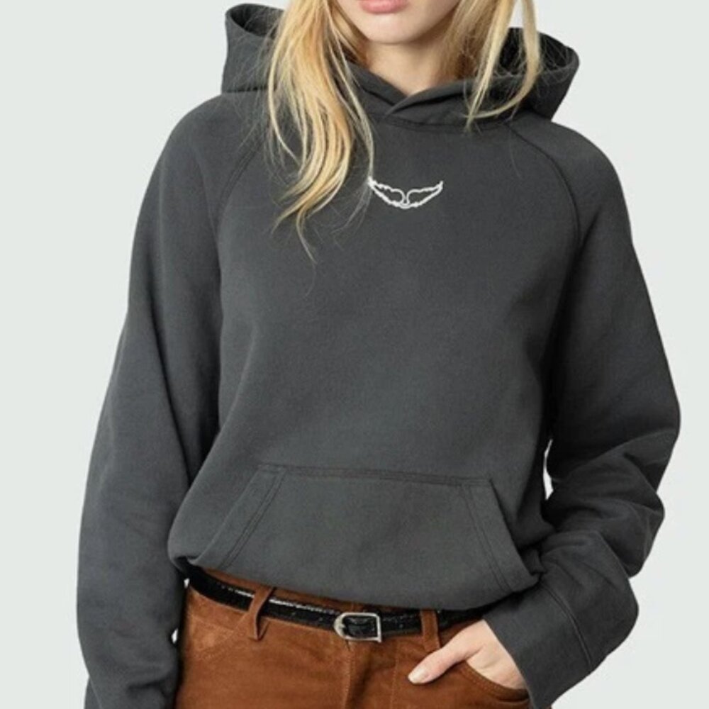 Zadig and Voltaire Georgy Diamanté Hoodie Gray Size Small NWT